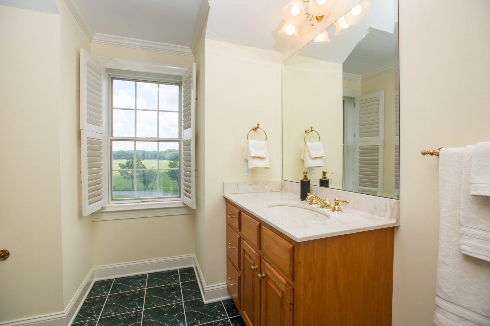 bathroom with window view