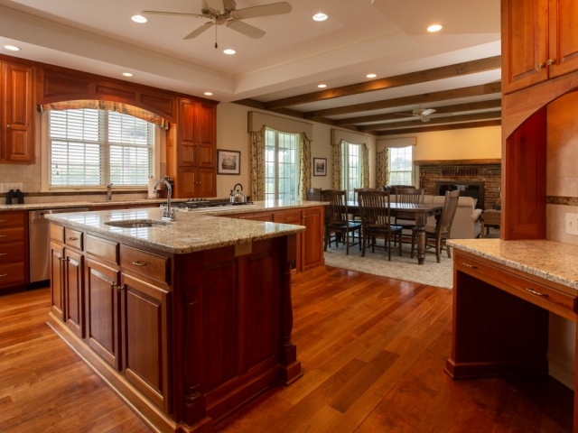 kitchen cabinets and countertops, wide view