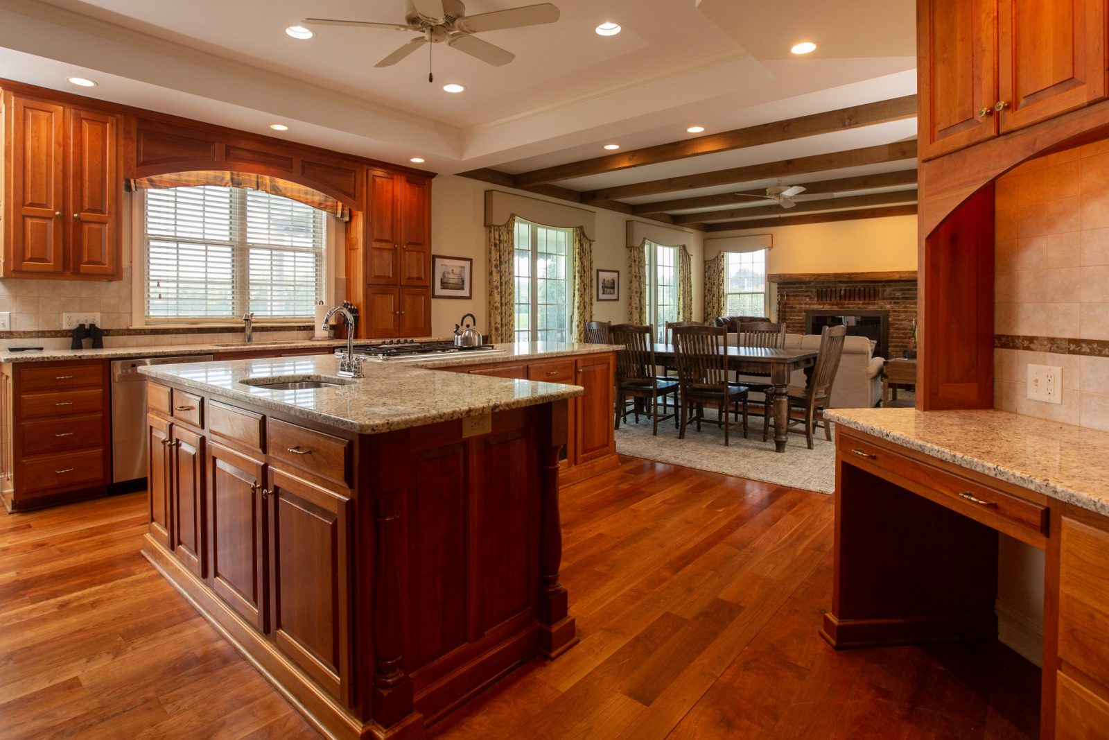 kitchen cabinets and countertops, wide view